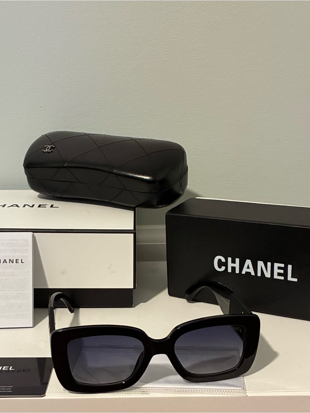 Chanel square sunglasses with Gold accents